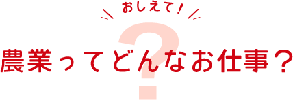 農業ってどんなお仕事？