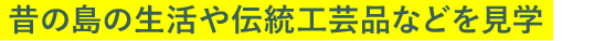 昔の島の生活や伝統工芸品などを見学
